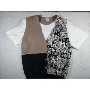 Vintage 90s Color Block Abstract Print Sleeveless Blouse Size 12